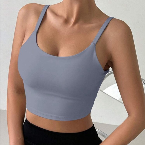 Low Cut Back Cami Cropped Top Padded Bralette Bra Black - Picture 11 of 16